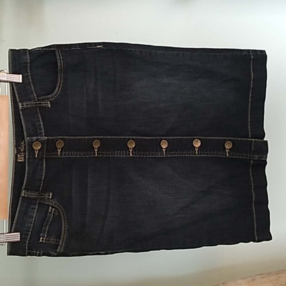 Kut from the Kloth Dark Denim Button-Front Pencil Skirt